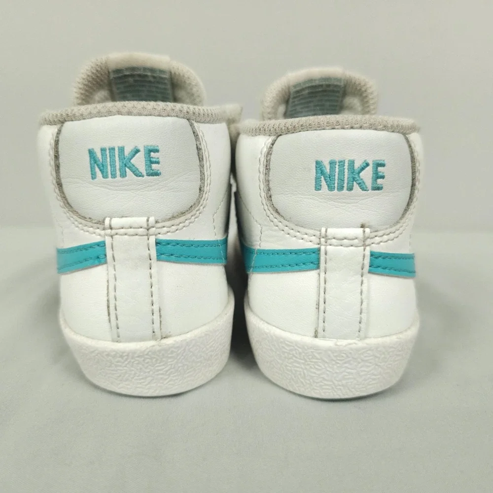 Nike Blazer Mid 77 Shoes TD Size 8C Toddler White Dusty Cactus Aqua Leather Mid